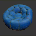 Modern Round Bean Bag Chair With Blue Puffed Sections And Comfortable Design
