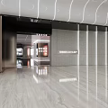 Modern Shopping Mall Store Interior With Marble Floor Gray Wall Linear Lights And Elevator 3d model