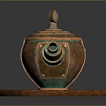 Vintage Copper Teapot With Wooden Base And Ornate Lid Design