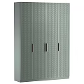 Modern Gray Wardrobe With Herringbone Pattern Doors And Metal Handles Design 3d model