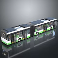 Double Articulated Bus With White Green Exterior Dark Roof And Multiple Windows For Urban Transport