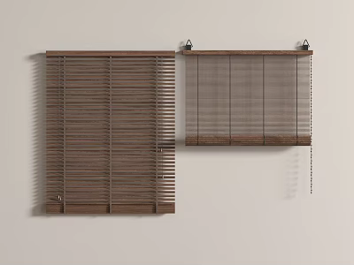 Wooden Blinds With Different Textures And Wall Mounted Style For Home Interior 3d model