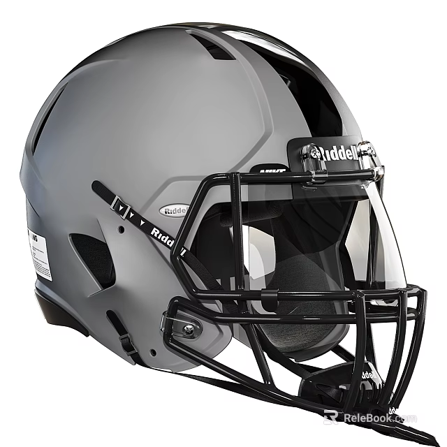 Gray Football Helmet With Black Facemask And Modern Protective Sports Equipment Design 3d model 