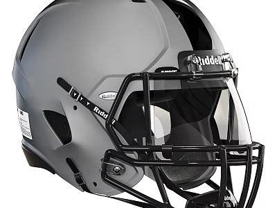 Gray Football Helmet With Black Facemask And Modern Protective Sports Equipment Design 3d model