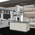 Panasonic Retail Store Modern Interior Design With Displayed Appliances Refrigerators TVs And Wooden Counter