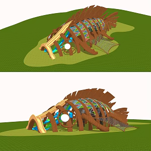 Modern Amusement Equipment Children's Park Ecological Log Playground Activity Area 3d model