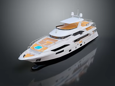 Luxury White Yacht With Modern Design And Pool On Decks 3d model