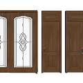Wooden Hinged Doors Featuring Glass Panels Decorative Patterns And Panel Designs 3d model