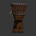 Decorative Handmade Drum With Leather Head And Carved Wooden Body For Living Supplies