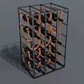 Modern Wine Rack With Metal Frame And Wooden Holders For Wine Bottles