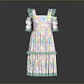 Pastel Tie Dye Off Shoulder Dress With Ruffle Sleeves And Layered Hem