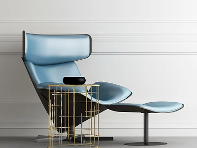 Blue Accent Chair With Gold Side Table In Modern Living Room 3d model