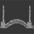 Decorative Silver Bridge Model With Beaded Railings And Textured Metallic Surface 3d model