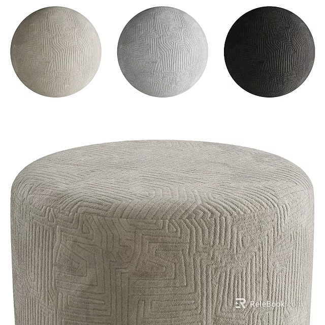 Round Textured Shoe Bench With Beige Light Gray And Dark Gray Options 3d model 