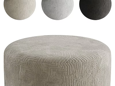 Round Textured Shoe Bench With Beige Light Gray And Dark Gray Options 3d model