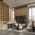 Modern Sales Office Lobby With Circular Chandeliers Architectural Model Display And Elegant Decor
