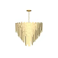 Elegant Textured Glass Chandelier With Tiered Transparent Panels And Hanging Design