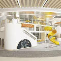Modern Kindergarten Interior With Yellow Slide And Welcome Sign