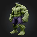Game Movie Character Hulk With Green Skin Muscular Body Purple Pants Standing Pose