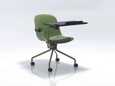 Modern Green Desk Chair With Black Tabletop And Rolling Wheels For Study 3d model