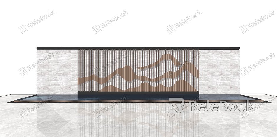 New Chinese Style Landscape Wall Landscape Wall Mountain model