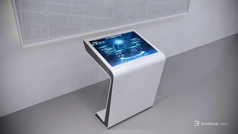 Public Facility Interactive Touchscreen Kiosk For Information Display In Public Area 3d model 