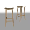 Wooden Bar Stools With Simple Modern Design And Curved Seat For Kitchen Island