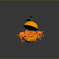 Fresh Orange Juice From Sliced Orange With Green Leaf And Splashing Liquid Effect