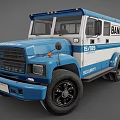 Blue And White Bank Security Truck Displaying Security And Bank Signage