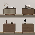 Pair of Modern Wooden Nightstands With Drawers Table Lamp And Decorative Accents