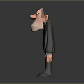 3D Cartoon Male Character Sculpture Carving With Serious Expression In Suits