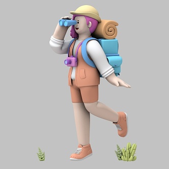 Hiking Anime Traveler 3d model