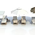 Outdoor Leisure Furniture Featuring Beach Chairs And Various Umbrella Styles