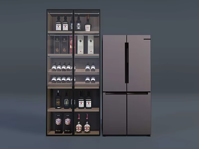 Modern Wine Cabinet With Glass Doors And Multi Layer Shelves For Wine Bottles 3d model
