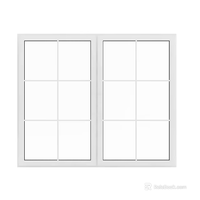 Modern Casement Window Design With Clear Glass Panels And White Frame 3d model 
