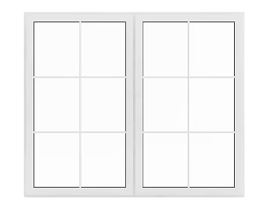 Modern Casement Window Design With Clear Glass Panels And White Frame 3d model