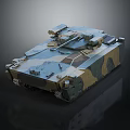 Modern Armored Military Vehicle Featuring Camouflage Paint Tracked Design And Turret