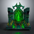 Mythical Throne Structure With Green Glowing Core Ornate Pillars And Intricate Carved Steps