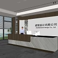 Modern company front desk background wall reception area bar desk reception desk hall simple lobby 3d model