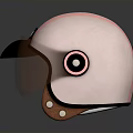Weapon Themed Helmets With Brown And Pink Patterns And Goggles On Reflective Black Surface 3d model