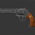 Classic Revolver Weapon With Metal Barrel And Wooden Grip Design