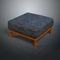 Stylish Square Ottoman Furniture With Textured Fabric Upholstery And Wooden Legs