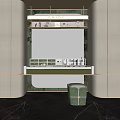 Modern Dressing Table With Mirror Lighting And Cosmetic Storage On Green Countertop