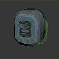 Futuristic Sci Fi Device With Metallic Casing Glowing Screen Digital Text And Blue Accents