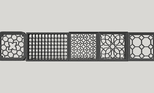 Chinese-style openwork window wall window grilles garden wall window grilles 3d model