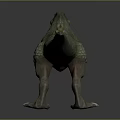 Realistic Green Textured T-Rex Dinosaur 3D Model With Open Mouth And Gray Background