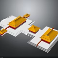 Traditional Chinese Palace Architecture With Yellow Roofs Red Bases And Symmetrical Layout