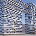 Modern Twin Office Towers With Connected Sky Bridge And Glass Facade Design