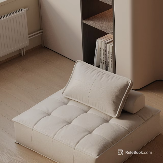 Modern Leather Leisure Chair With Square Cushioned Seat And Soft Pillow Design 3d model 