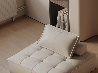 Modern Leather Leisure Chair With Square Cushioned Seat And Soft Pillow Design 3d model